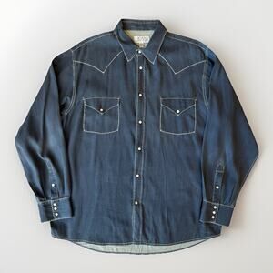 Ryan Michael Silk Pearl Snap Shirt XL Black Gray Western Button Up Bowlero